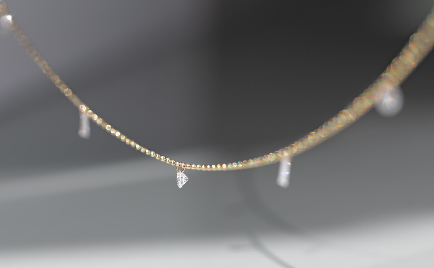 Baguette & Round Diamond Necklace