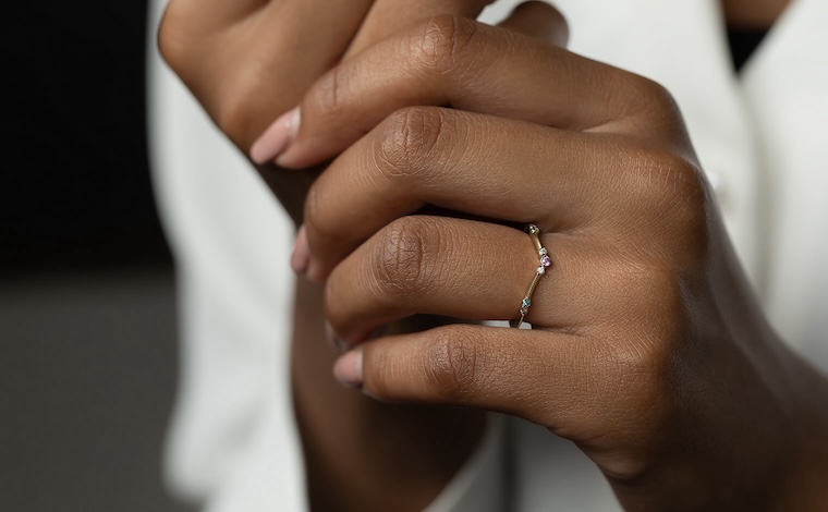 Curved Sapphire & Paraiba Ring