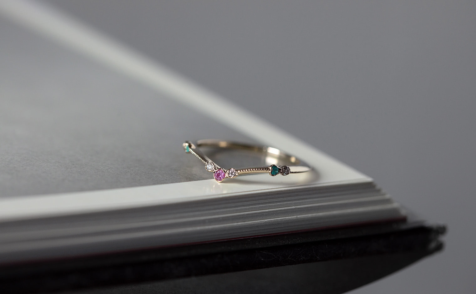 Curved Sapphire & Paraiba Ring