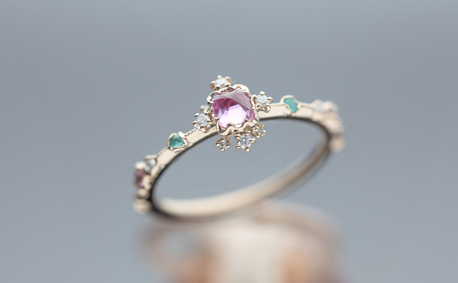 Snowflake Ring-Sapphire & Paraiba