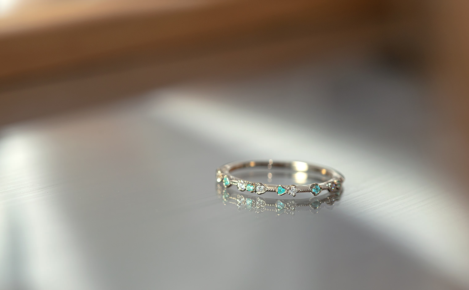 Dotted Ring-Diamond & Paraiba