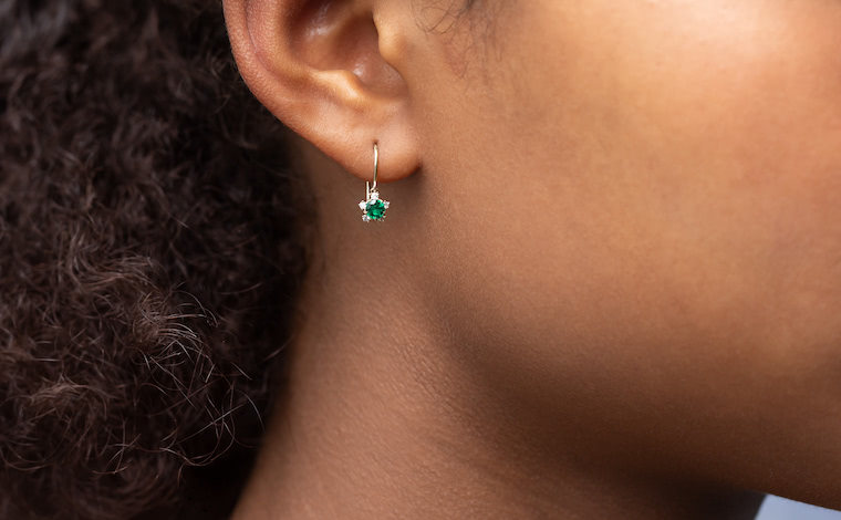 Snowflake Earrings-Emerald