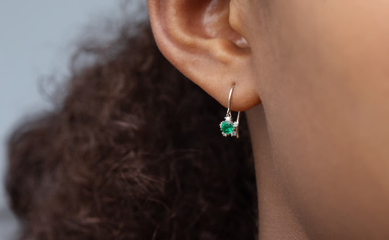 Snowflake Earrings-Emerald