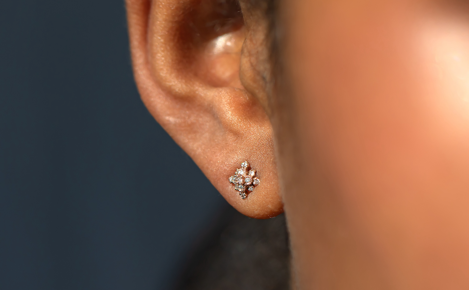 Orchid Studs-Diamond worn on