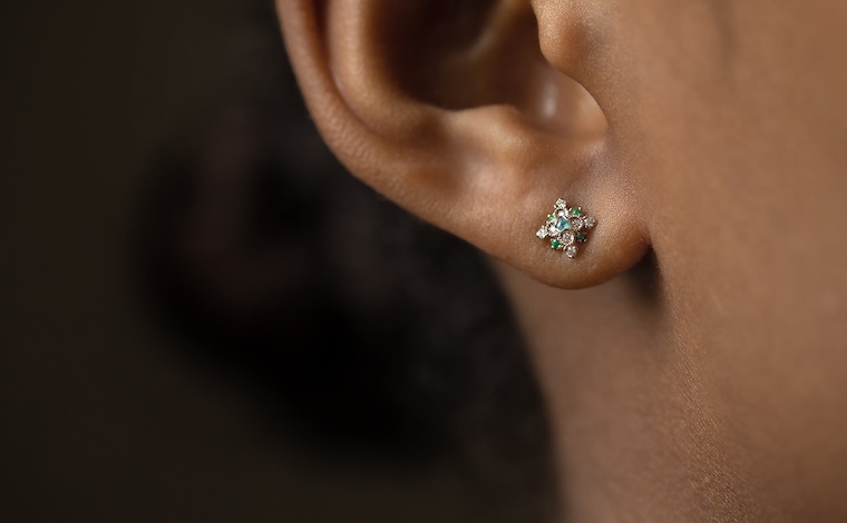 Orchid Studs-Evergreen