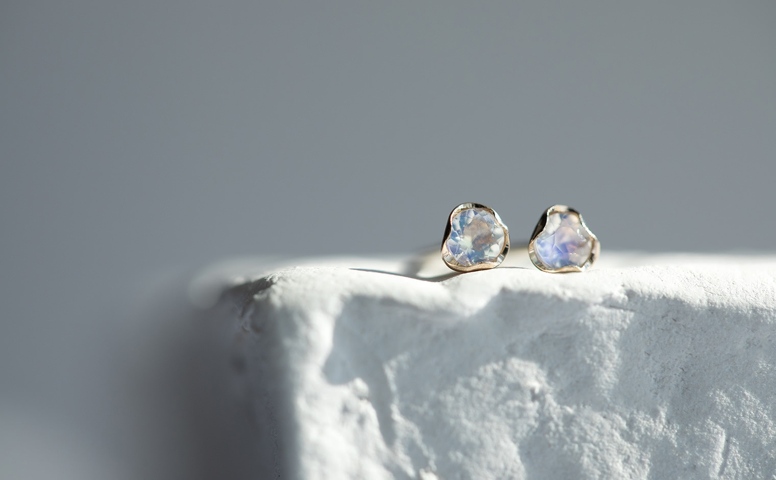 Iceberg Studs-Rainbow Moonstone