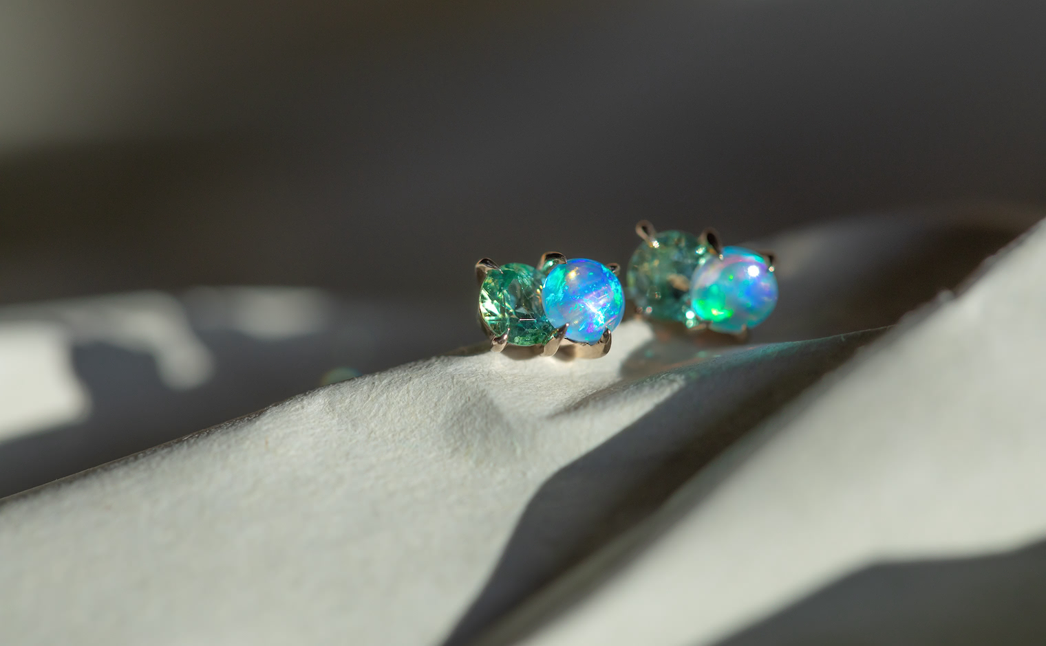 Calyx Studs-Emerald & Opal