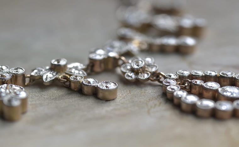18k Gold-Platinum Diamond Necklace. 19th century.